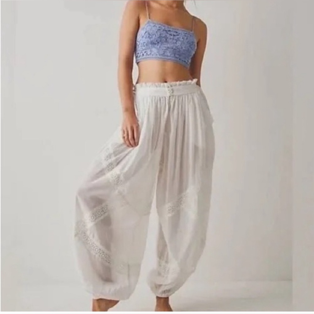 NEW Free People Intimately harem balloon pants sleep pants periwinkle blue boho